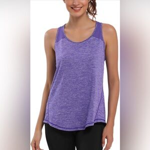 Sz S women’s racerback mesh workout sleeveless  with 2 hair black hair elastic